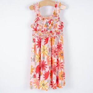 Matilda Jane Sleeveless‎ Floral Print Modal Ruffle Dress Pink Colorful Girls Sz4